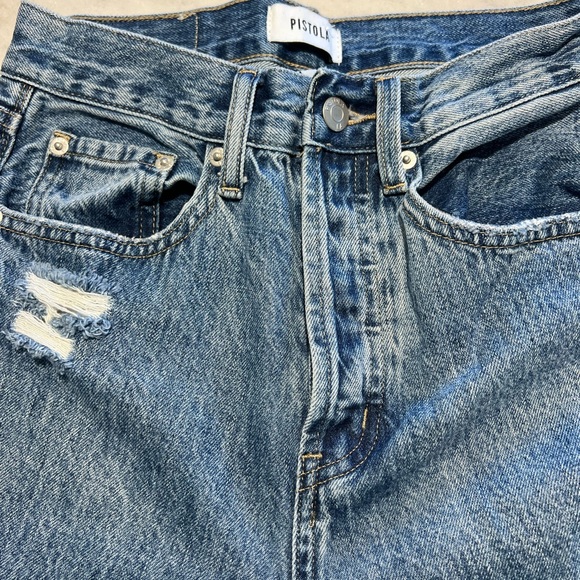 PISTOLA Cassie Super High Waist Straight Leg distressed jeans 24 - Picture 6 of 11